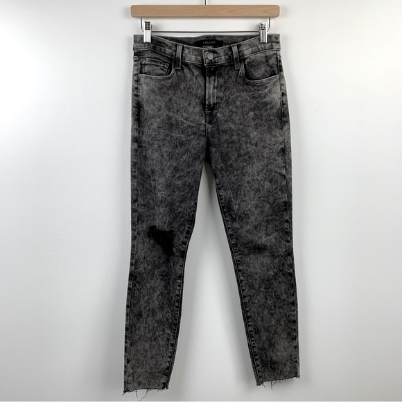 J Brand Denim - J Brand 835 Radical Destruct Acid Washed Black Jeans Raw Frayed Hem